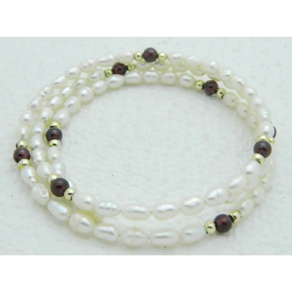 VTG FRESHWATER PEARLS & AMETHYST Gemstone Adjustable Expandable Bracelet B